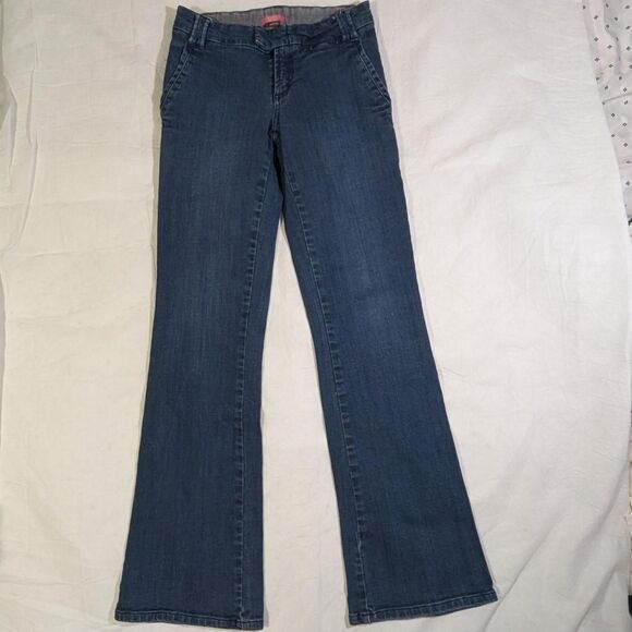 Vintage y2k Lola Women's Blue Bootcut Lowrise Jeans with Unique Hook Bar Closure - Picture 1 of 8